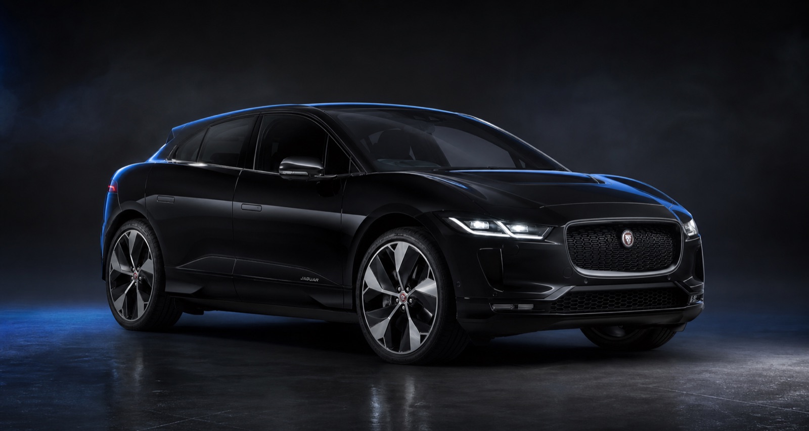 Black Jaguar I-Pace (2 of 5) in a dark photographic studio